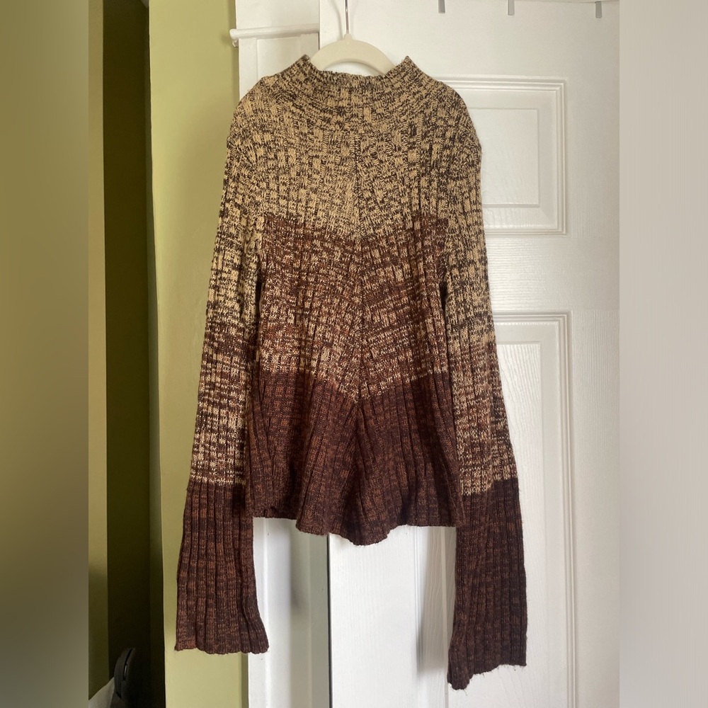 Derek Heart Brown and Cream Ombre Ribbed Turtleneck Sweater